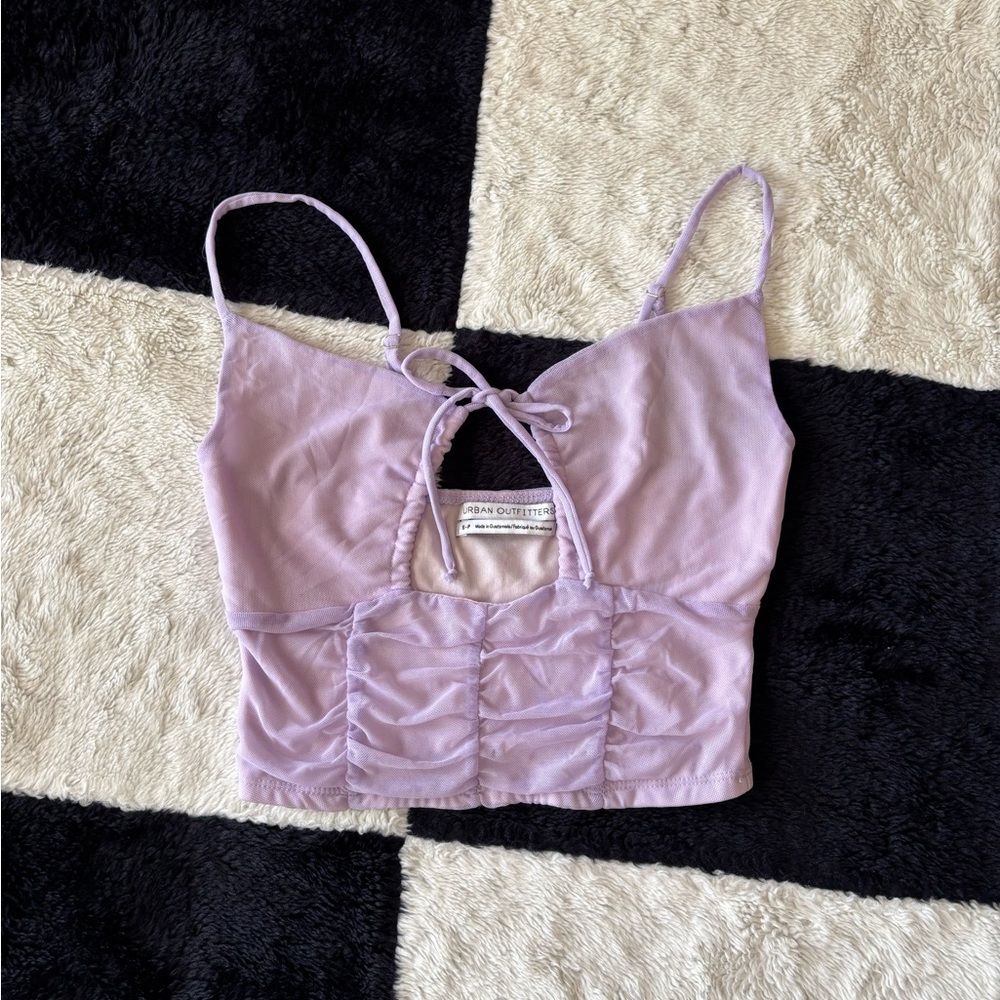 Urban Outfitters my sweetheart mesh Lilac Tie-Front Top